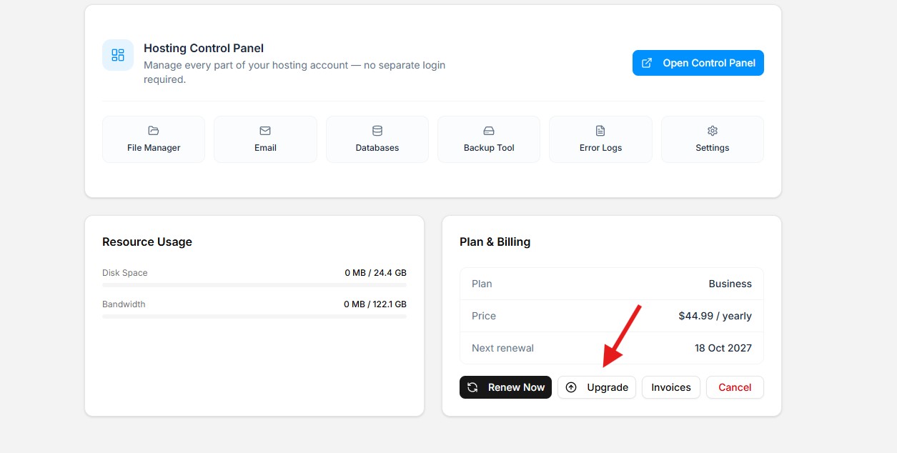 Click to Manage Service